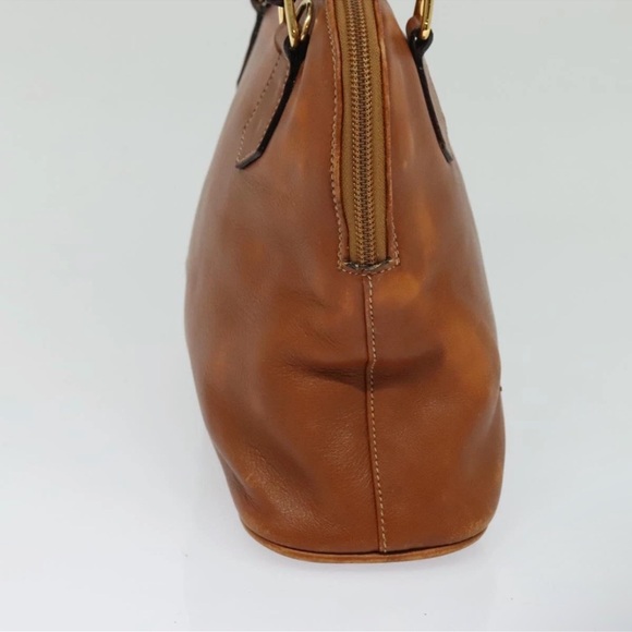 Gucci Vintage Bamboo Handle Top Zip Bag – Brown Caramel Leather, Crossbody Strap - Picture 3 of 13